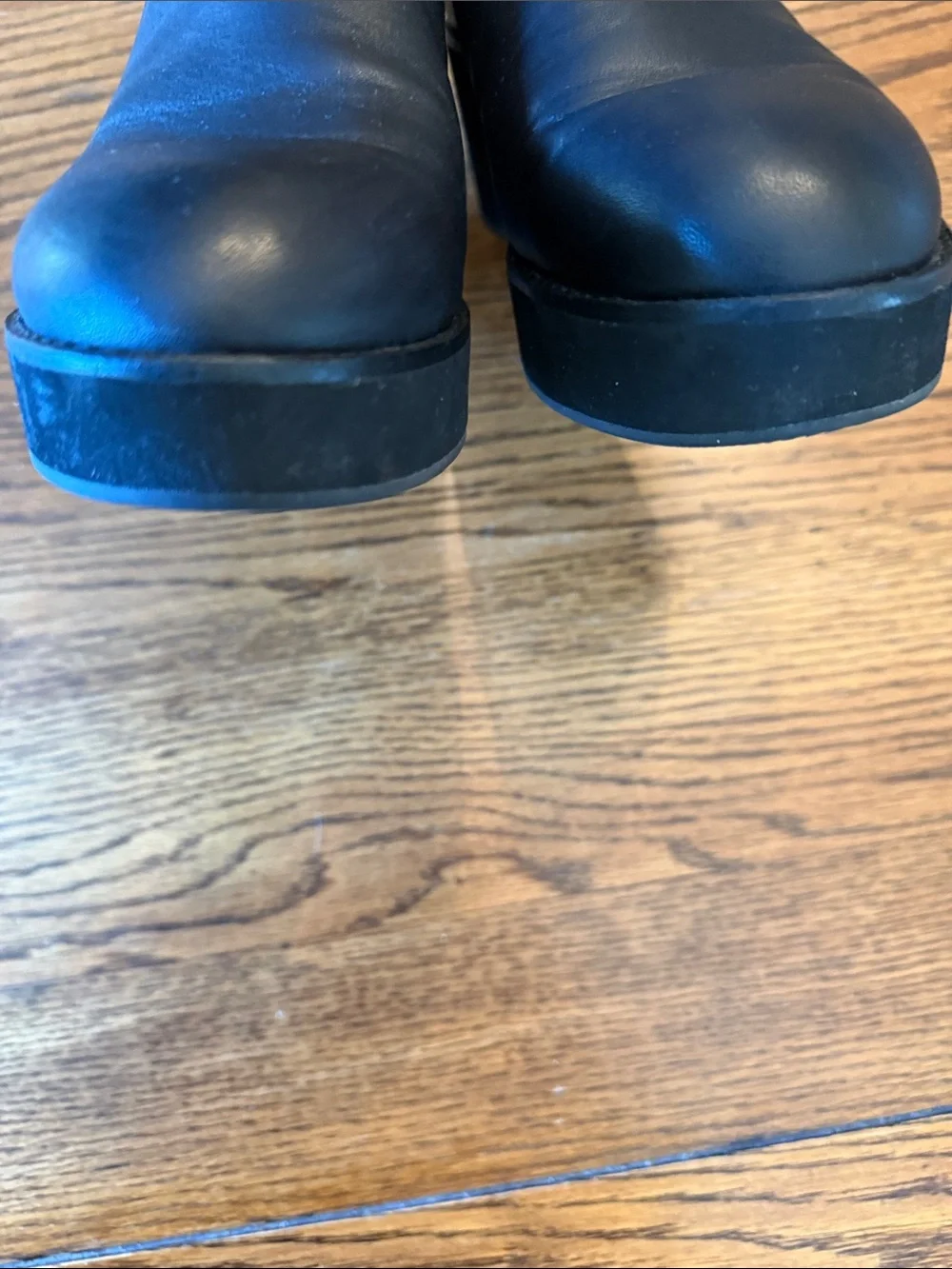 Eileen Fisher platform 70’s inspired Black Leather Zip Ankle Booties 9 1/2